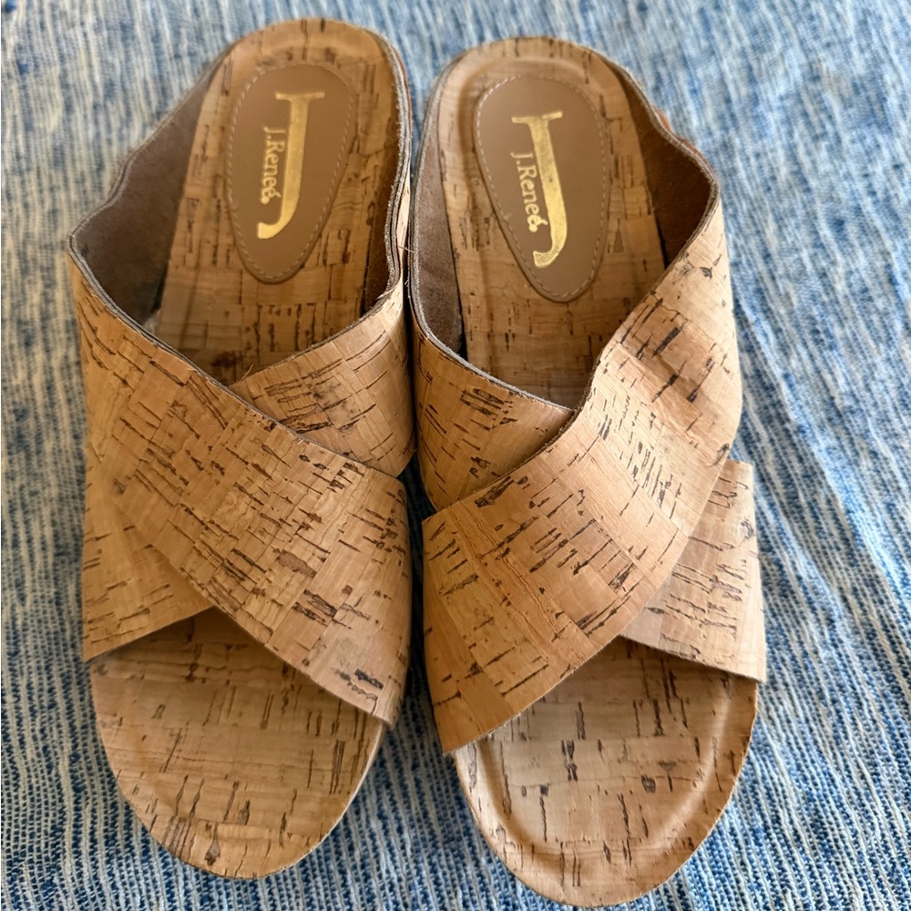 J Renee cork sandals in size 7